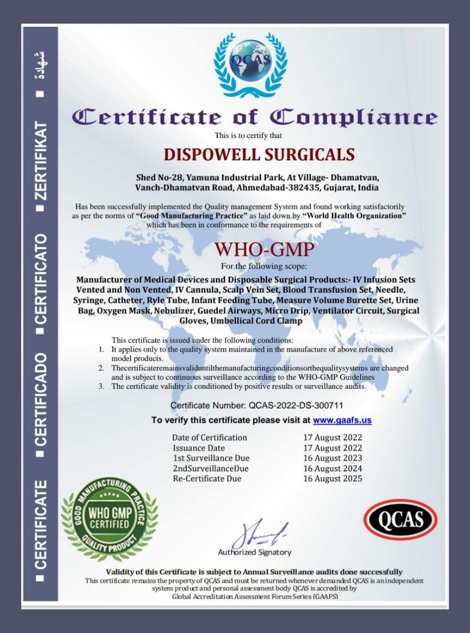 WHO GMP Certified IV sets