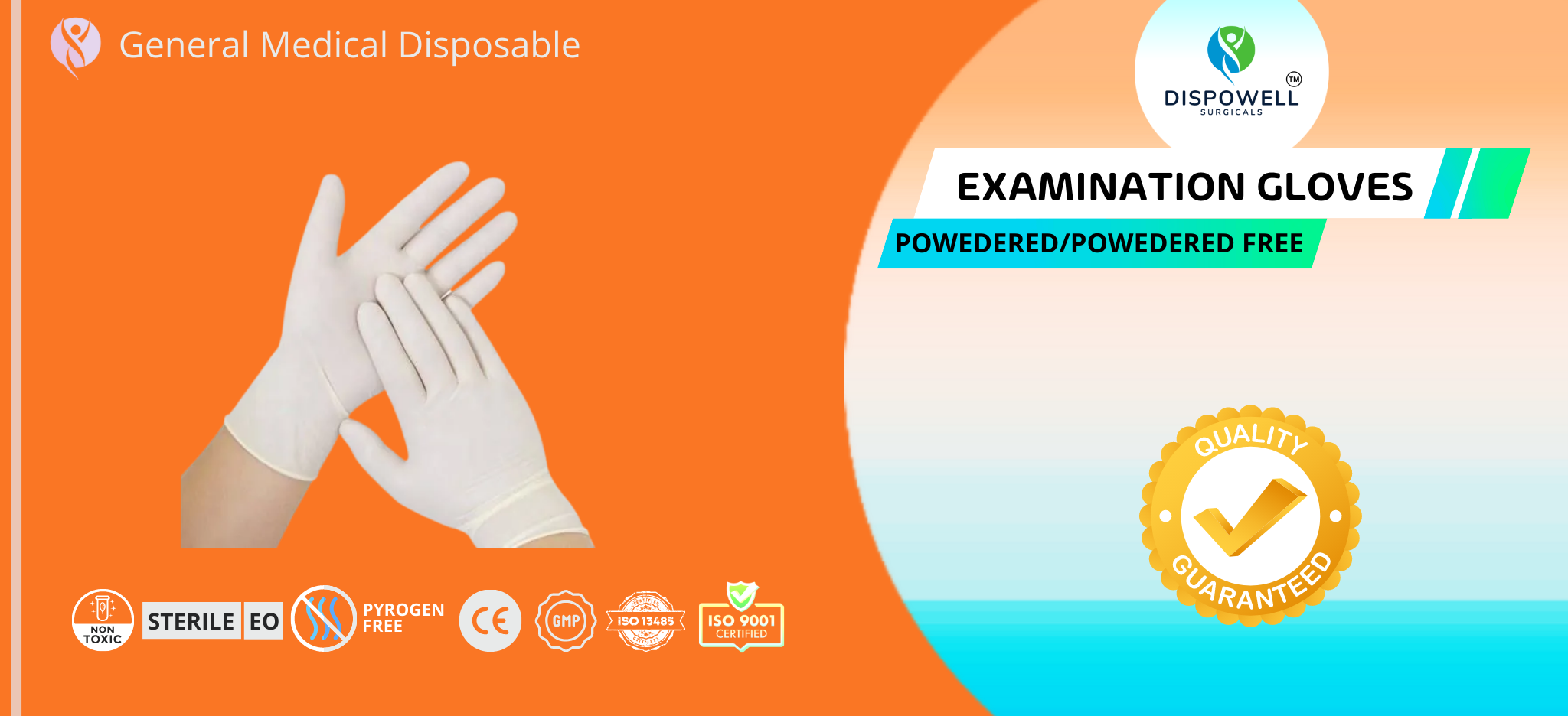 Latex Examination Gloves powedered and powder free